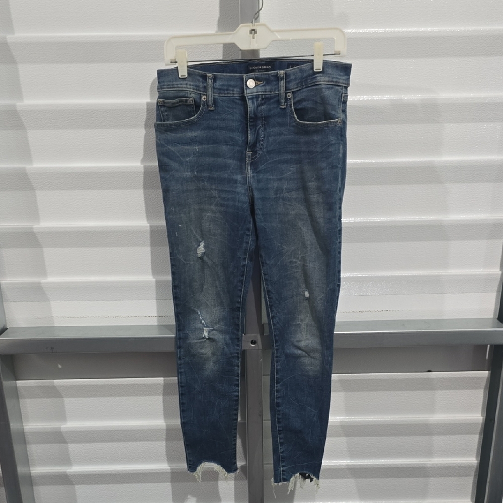 Lucky Brand Dark Blue Distressed Ankle Jeans Size 6/28